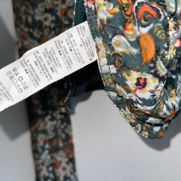 Free People Green All Dolled Up Floral Cropped Long Sleeve Blouse Sz. S - Picture 9 of 12